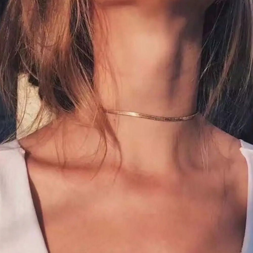 NEW 18K Gold Flat Snake Bone Chain Necklace - Picture 4 of 7